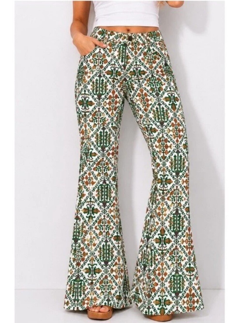 Wrangler Womens 12 31x32 High Rise Fierce Flare Jeans Boho Western Festival NEW